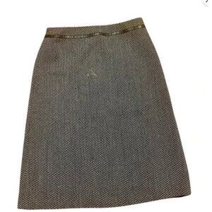 Talbots Collection Black & White Chevron Wool Skirt Size 12 Made In Italy